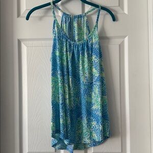 EUC Lilly Pulitzer Lacy Tank small Tropic Like It's Hot Blue Greens